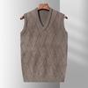 Autumn Men's Heart-collar Sleeveless Sweater Vest Middle-aged and Elderly Thick Jacquard Sweater Men's Knitted Vest