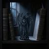 3D Tištěná Socha Dekorace, Tmavá Gotická Andělská Dekorace s Detailní Texturou Peří, Matně Černá Figurka pro Domov Kancelář Halloween Dárek