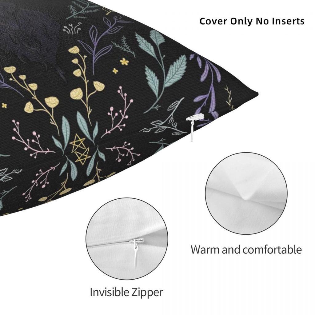 Black Phillip Square Pillowcase Polyester Linen Velvet Pattern Zip Decorative Sofa Seater Cushion Cover