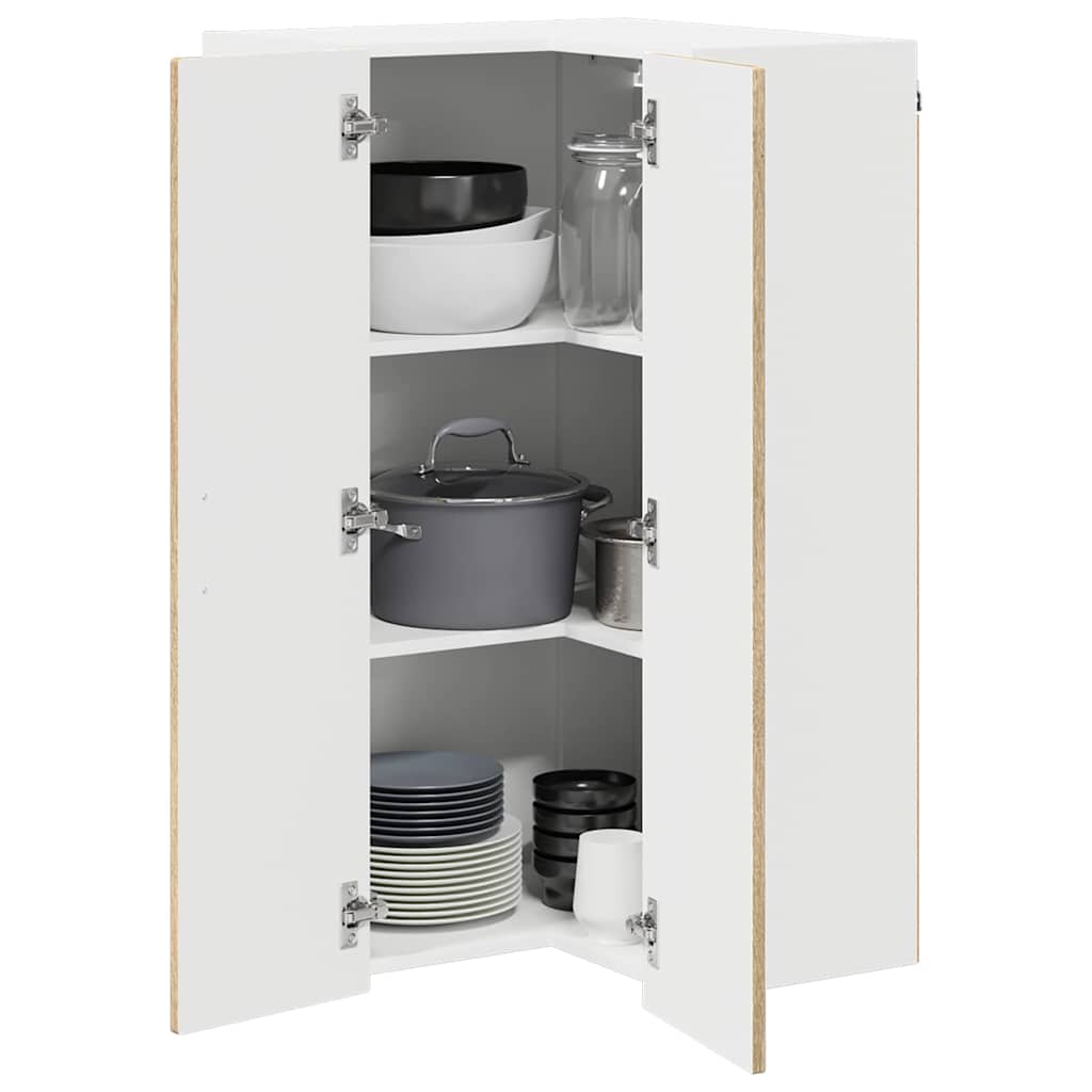 Wall Mounted Corner Cabinet PORTO Sonoma Oak 57 X 57 X 100 Cm