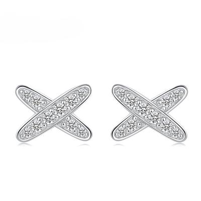 D Color Full Real Moissanite Diamond Stud Earrings for Women Cross Wedding Sparkling 925 Sterling Silver Lab Diamond Ear Studs