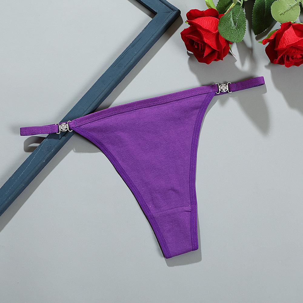 Sexy Rhinestone Women's Thong: Solid Color, Comfortable Breathable Seamless Pure Cotton Panties
