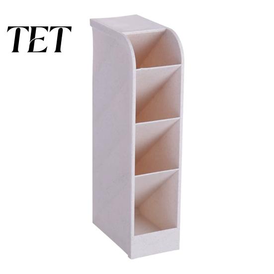 Art Tool Storage Slanted Pen Holder with 5 Compartments, Plastic Stationery Organizer, Box Macaron Colors Space Saving Pencil Cup for Office