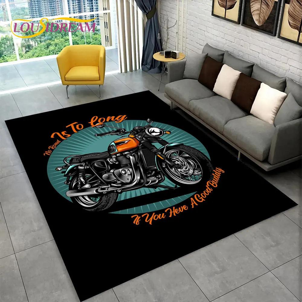 3D Retro Vintage Motorcycle Area Rug Large,Carpet Rug for Living Room Bedroom Sofa Doormat Decor,Child Play Non-slip Floor Mat
