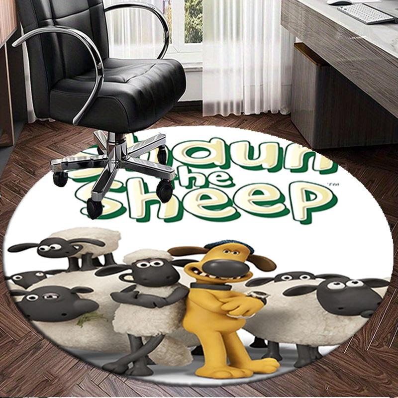1PC Sheep And Shaun Adventure Round Rug, Non-slip Chair Mat, Home Decor, Circle Carpet Perfect for Office, Bedroom, Living Room,Christmas gift
