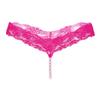 Women G String Faux Pearls Lace See Through Transparent