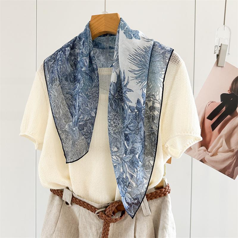 111 mulberry silk georgette 61 square scarf collection spring and autumn women's gift retro high-end silk scarf scarf