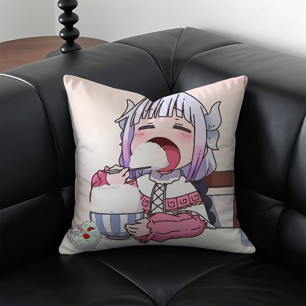 Anime Miss Kobayashis Dragon Maid Pillow Case Antidustmite Pillowcase Invisible zipper silky short plush Sofa cushion cover