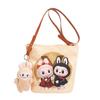 Korean Cartoon Labubu Crossbody Canvas Women's Bag Large Capacity Student Commuting To Class Embroidered Shoulder Bag Bucket Bag