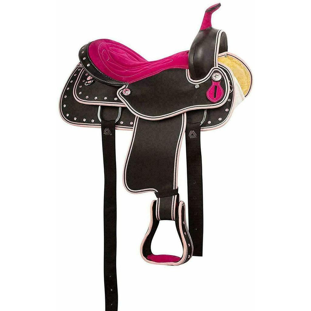 New Synthetic Western Barrel Racing Horse Saddle & Tack Set Available All Sizes and Colors 12, 13, 14, 15, 16, 17, 18 Inches