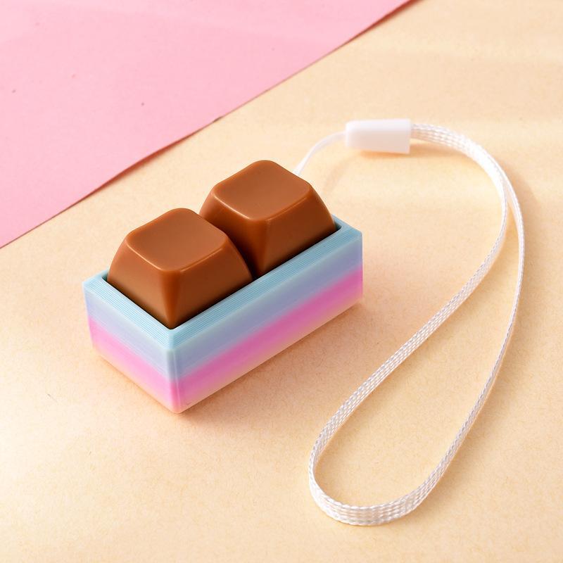 Lightweight Push Button Stress Relieving Toy with Lanyard Sensory Fidget Toy for ADHD Adults Kids Anxiety Relief