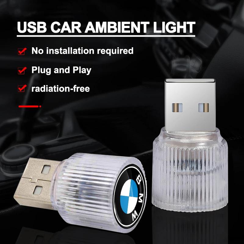 1 pièce USB Lumière LED de Voiture Auto Lumière d'Ambiance Intérieure Emblème de Voiture Pour Bmw M3 M4 M5 M6 F20 F30 G20 F31 F11 X3 F25 X4 I3 Série 1 3 5