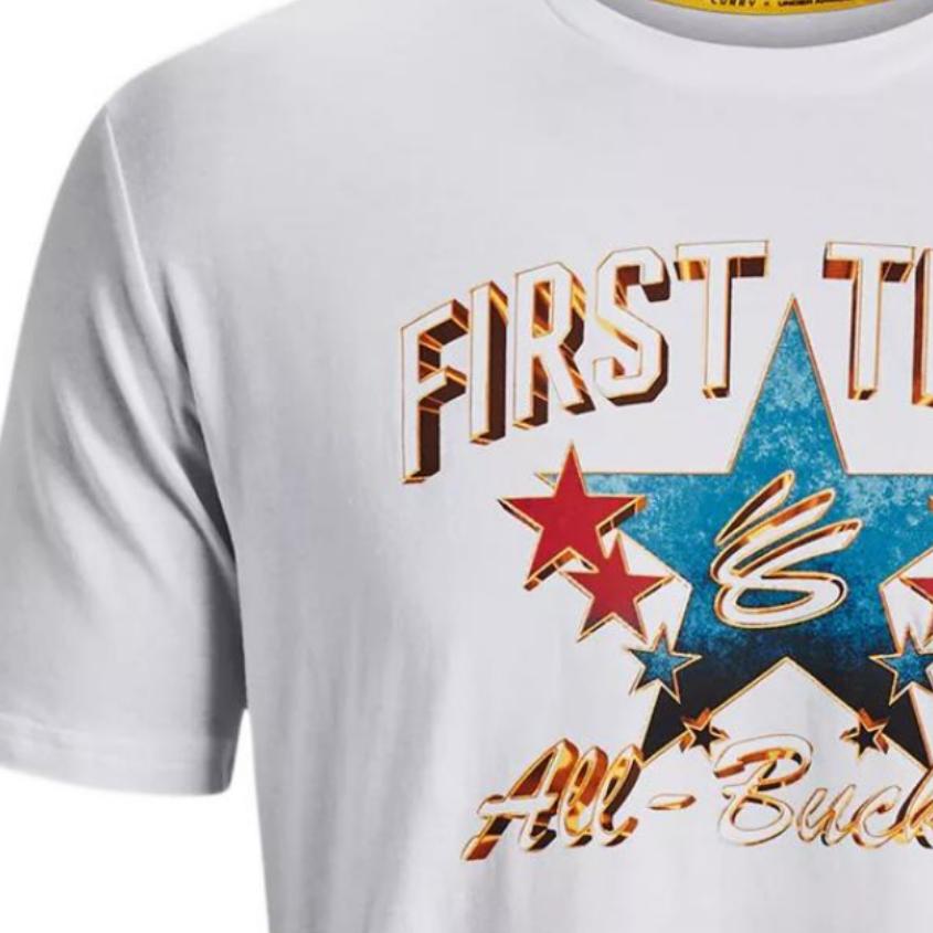 Under Armour Star Pattern Letter Print Crew Neck Short Sleeve T-Shirt Men Tops White 1376802-100
