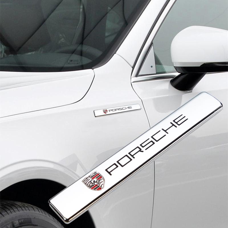Auto 3D Metall Auto Kotflügel Kofferraum Abzeichen Dekoration Aufkleber für Porsche Cayenne Panamera Macan 911 718 Taycan Boxster Cayman 918