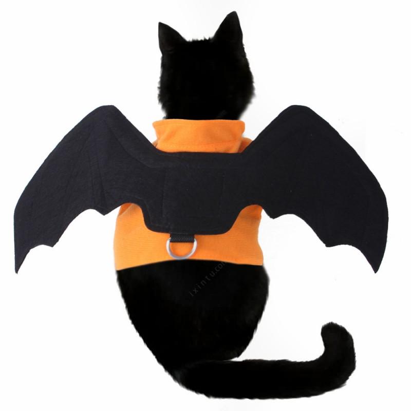 Halloween Bat Wing Costume Harness Dogs Cats - Foldable Spider-Themed Pet Vest In Black Purple Orange