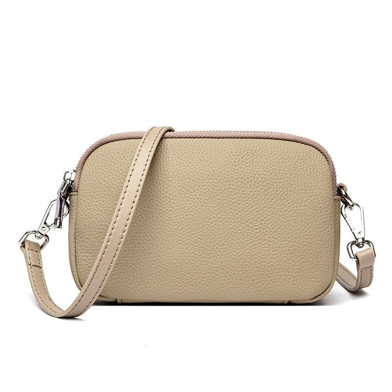 Kleine Tasche aus Rindsleder der ersten Schicht, leichte, modische Damen-Schultertasche aus weichem Leder mit schrägem Spann