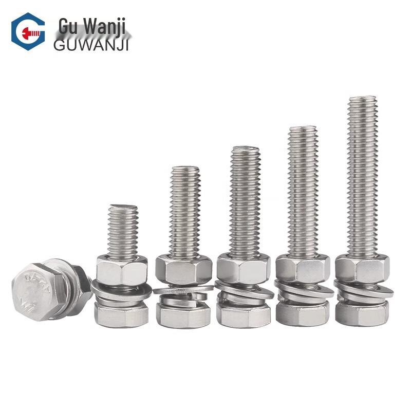 GUWANJI 304 Stainless Steel Hex Head Combination Bolt Set