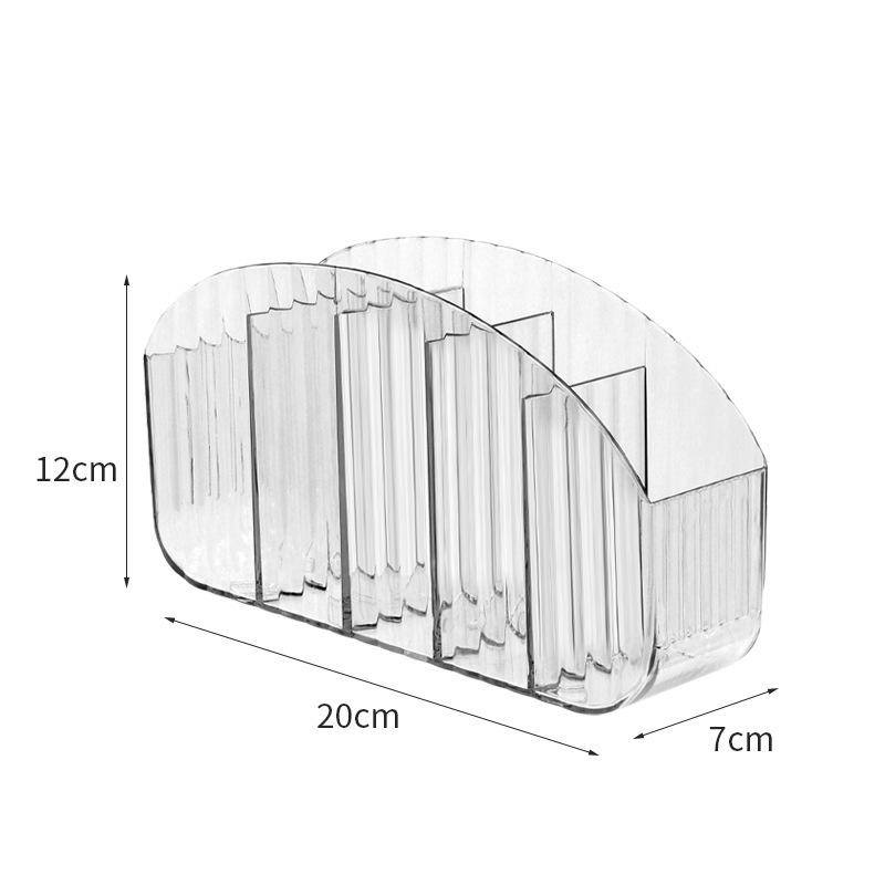 Clear Vertical Stripe Makeup & Skincare Organizer Box with Multifunctional Pen and Remote Holder