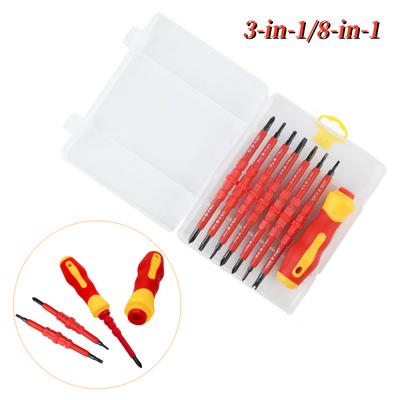 3-in-1/8-in-1 Insulated Screwdriver Set Multi-Purpose Electrician Screwdriver Bits Slotted Cross Head PH1 PH2 Repaire Tools