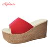 Aphixta Platform Wedges Shoes Women Slippers Women Luxury Open Peep Toes Summer Shoes Black Slippers Women Slides Wedge Sandals