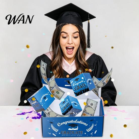 Explosion Gift Box 2026 Graduation Box, DIY Pop Up Money Holder Interactive Folding Bounce Cash Card for Grad Party Supplies