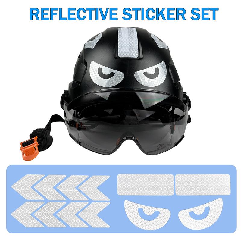 CE Construction Safety Helmet W/ Built In Goggles Earmuffs Reflective Stickers Hard Hat W/ Visor Adjustable Vented ABS Hardhats