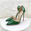Nuove Décolleté Celebrity con Fantasia Coccodrillo Verde 12CM Tacco Sottile a Punta, Sandali Party Traforati, Scarpe Eleganti per Banchetto