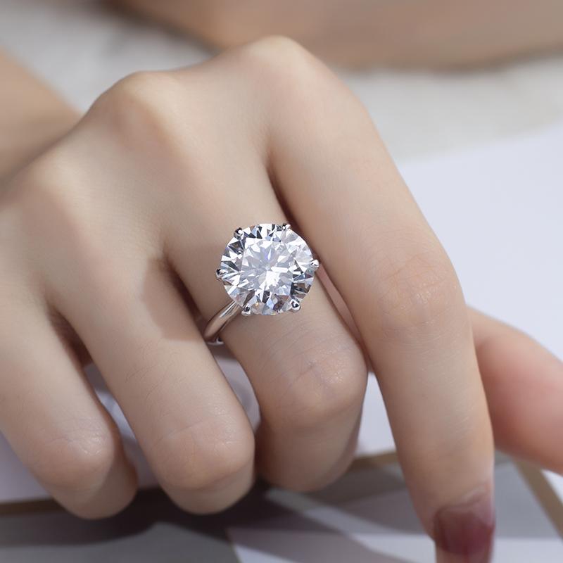 Messi Jewelry 18K White Gold Round Cut Lab Diamond Women Luxury Engagement Rings