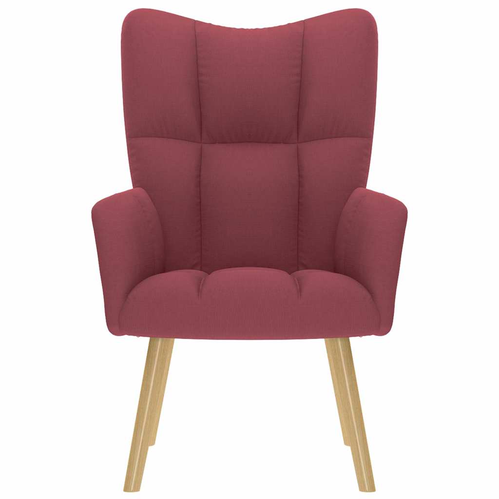 Armchair, Wine Red, Upholstered In Fabric