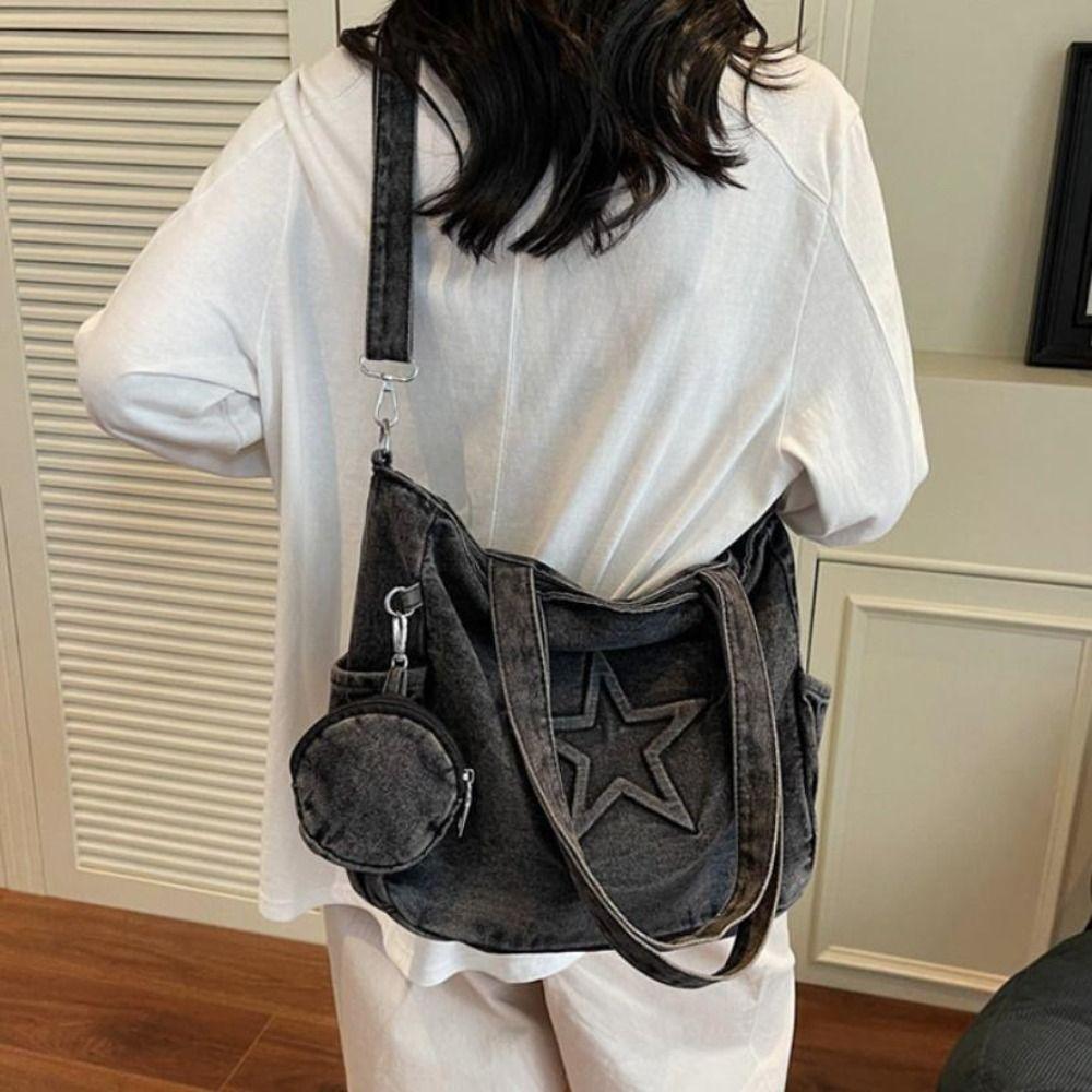 Denim Messenger Bags Vintage Gothic Handbag Casual Women Tote Bags  Daily
