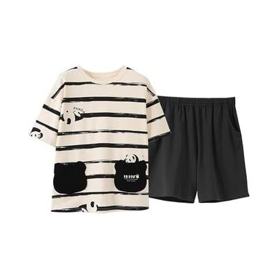 [SHYLANZI] Women's Pajamas, Summer, 100% Cotton, Loungewear, Home Wear, Short Sleeves, Shorts Set, Breathable, Comfortable, Sweat Absorbent, Loose