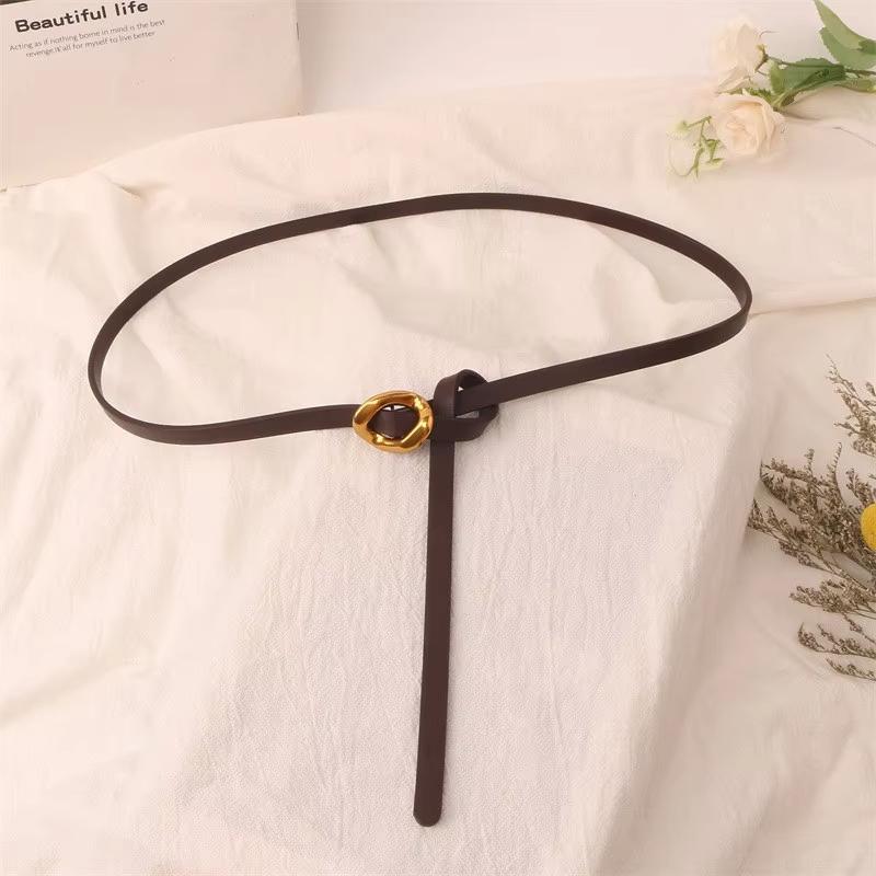 

Золотисто-бронзовая металлическая пряжка, плетеный ремень из искусственной кожи, длинный тонкий регулируемый пояс для талии, женский, для платья, пальто, костюма, декоративные ремни кофейный