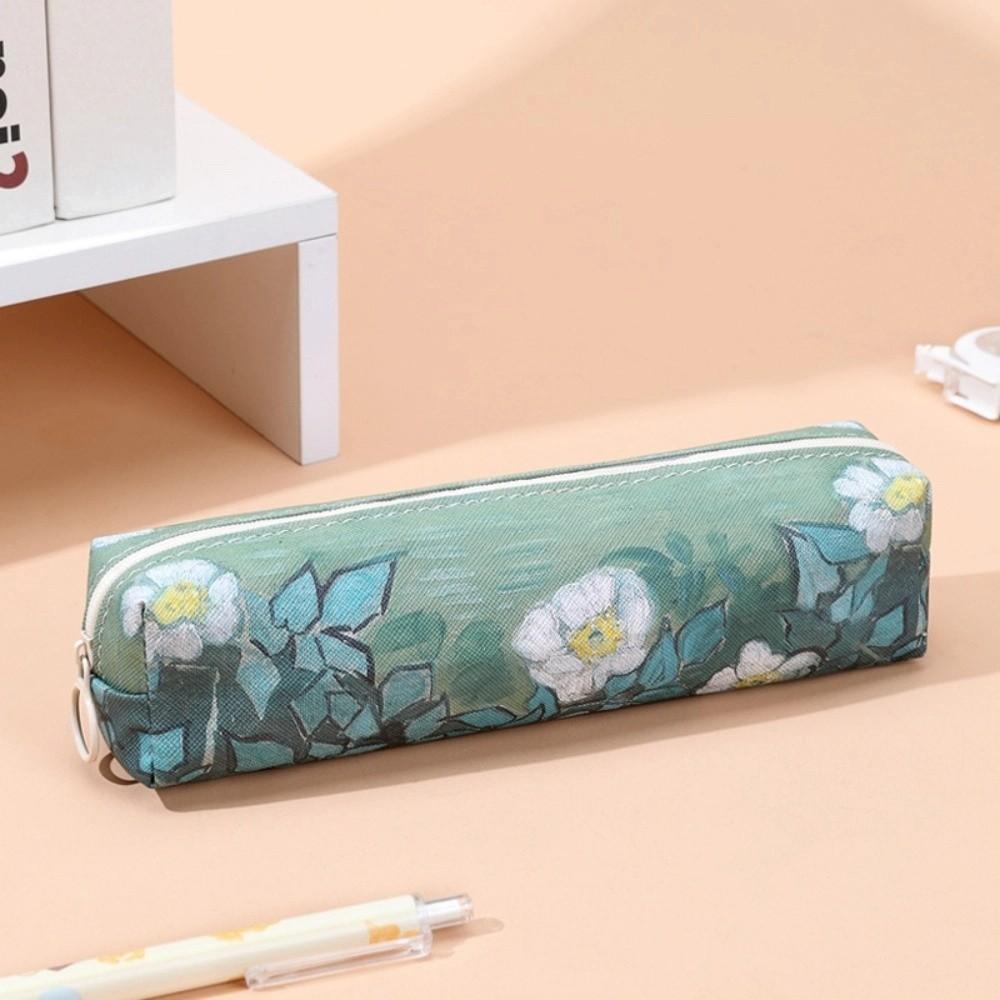 

Printing Pencil Case Large Capacity Stationery Bag Retro Pen Bag School Supplies зелений