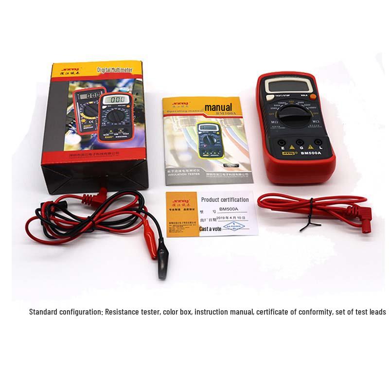 Binjiang BM500A Digital Insulation Resistance Tester 1000V/500V Hand-Crank Megohmmeter