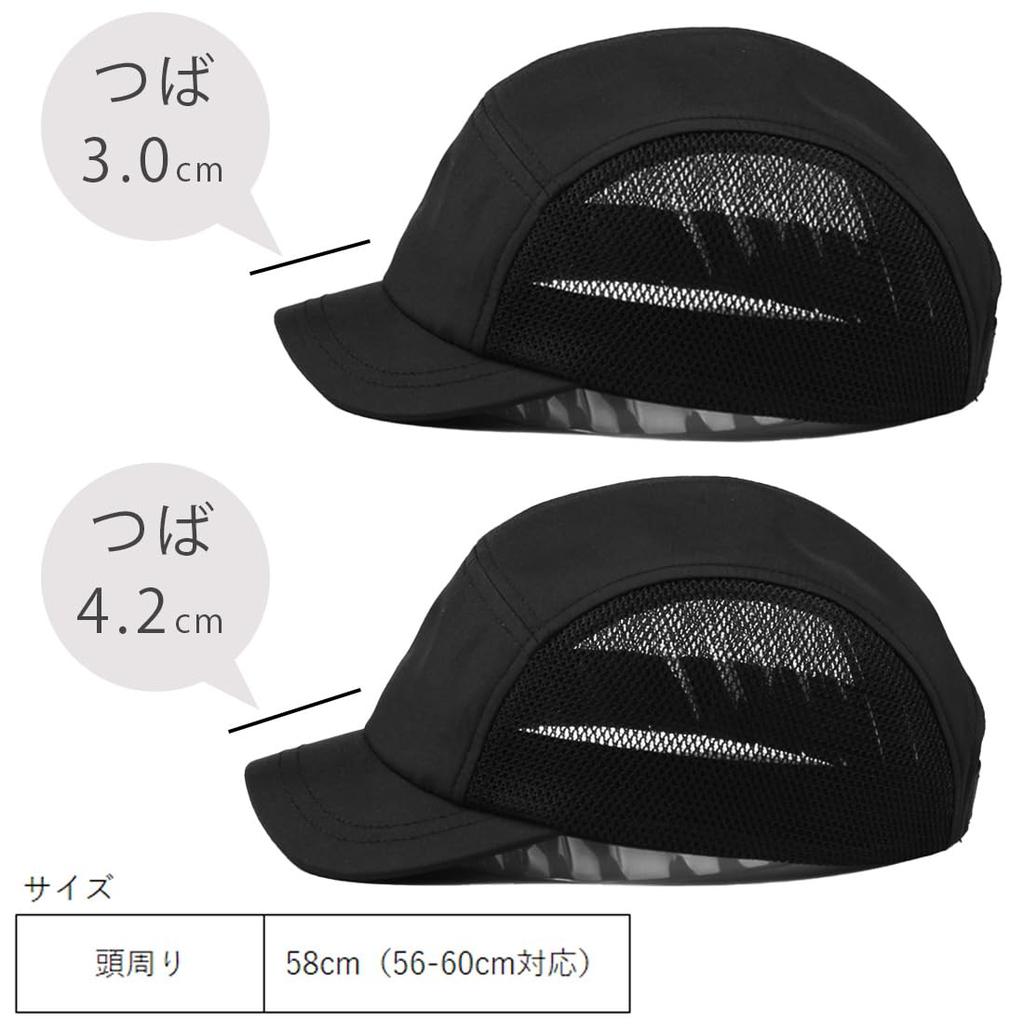 Netzkappe mit kurzem Schirm für Side-Mesh-Jet-Hut [Laquest] Herren, Kappe, 5-Panel, leicht, schnelltrocknend (schwarz, 3,0cm Krempe)