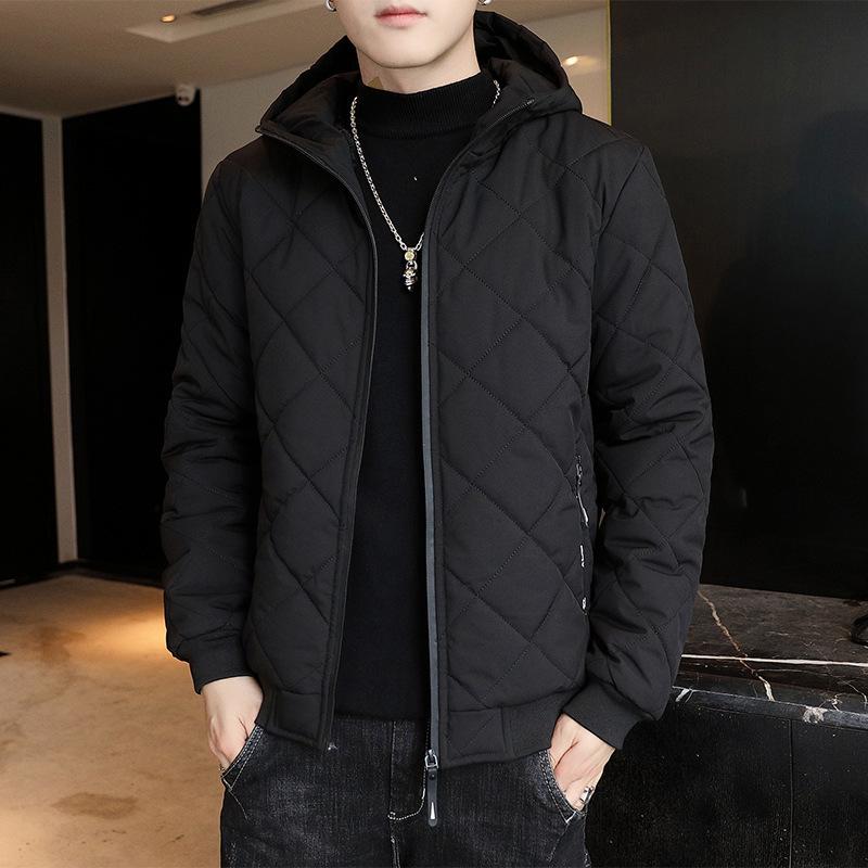 

Теплая зимняя плюшевая куртка с капюшоном, мужская повседневная теплая стеганая куртка на молнии для осени и зимы на открытом воздухе L чёрный