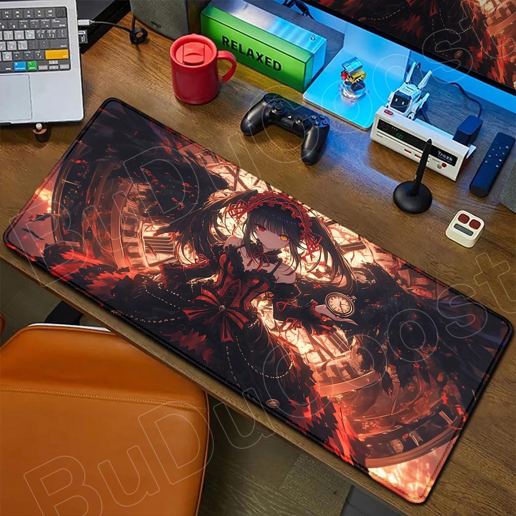 HD Cute Girl Large Mousepad Anime Date A Live Mouse Pad Laptop Gaming Accessories Keyboard Desktop Tokisaki Kurumi Toka Yatogami