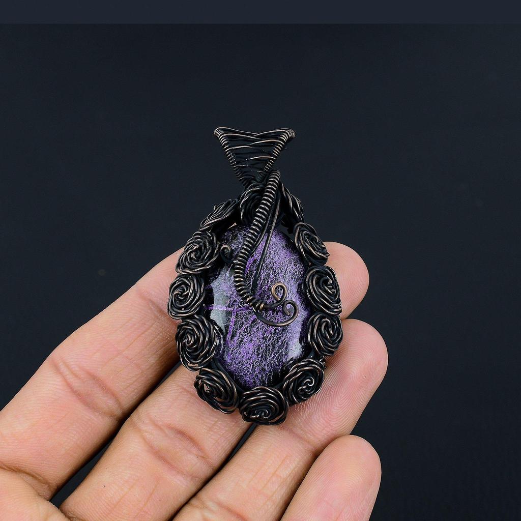 Purpurite Jewelry, 999 Copper Wire Wrapped Pendant Handmade Gemstone Jewelry, Gifts For Wife Brand New Pendant