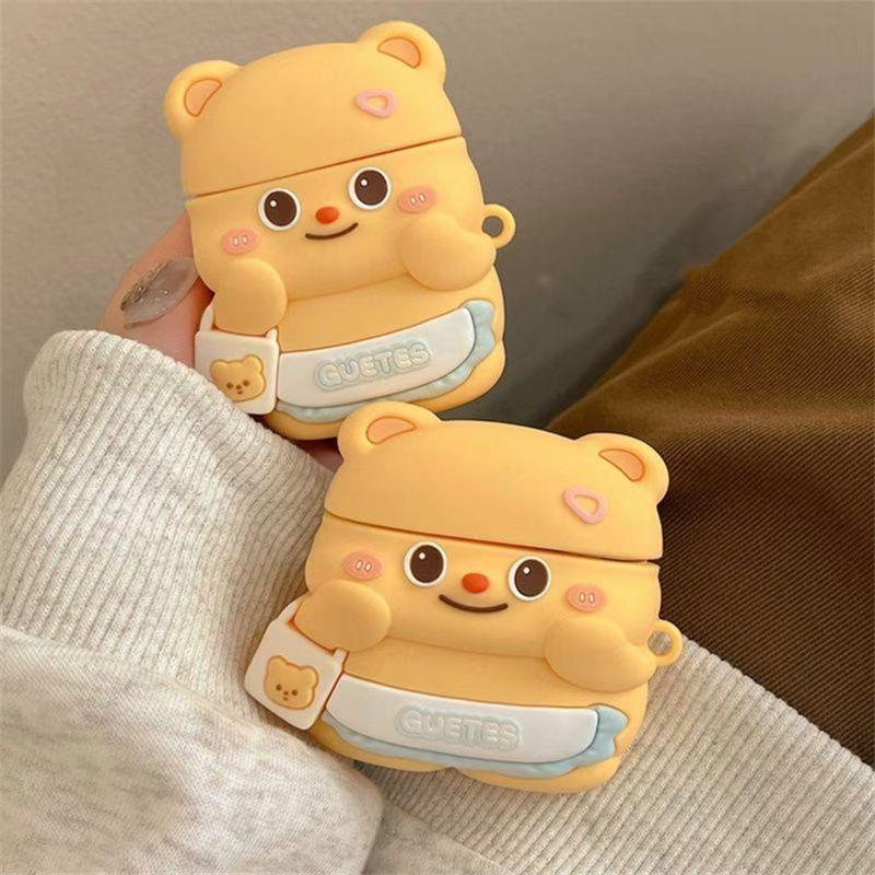 

Airpods3 Generation 4 Generation Apple Silicone Bluetooth Earbuds Case Generation 4 Generation Cartoon Cute Female Ins Generation 5 Soft Shell Pro2 Airpods Pro/Pro2 Neutral Butter Bear