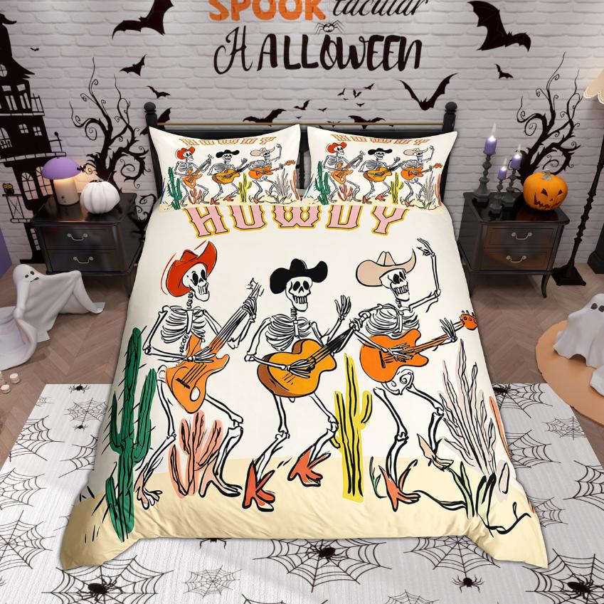 Comforter Homewish Funny Skull Skeleton 2Pcs/3Pcs Happy Halloween Bedding Treat Or Trici