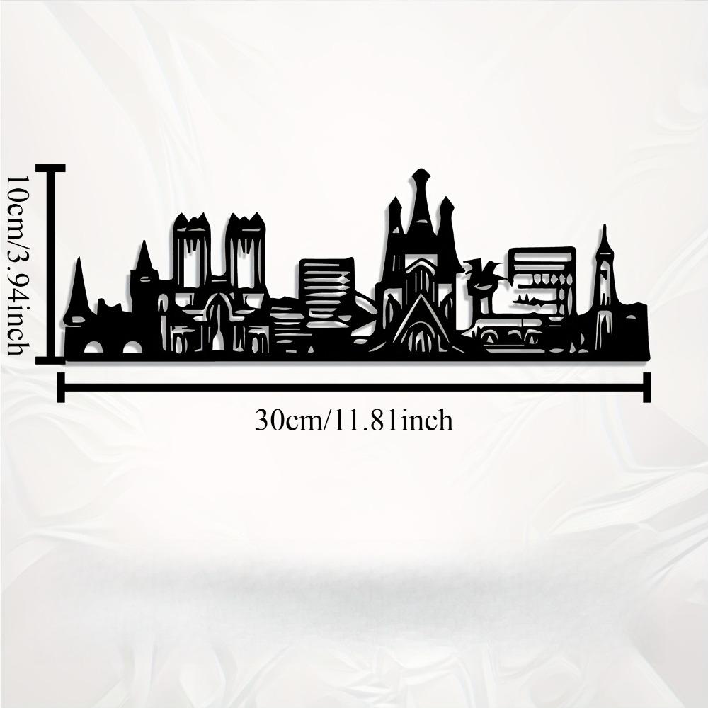 

1pc Barcelona Skyline Metal Wall Art, City Statue Mural Gift for New Year Christmas, Weatherproof Outdoor Patio Garden Fence Decor 12in