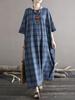 Women Vintage Dresses Bat Sleeve Robes Summer Loose Print Floral Women Clothes Soft Dress