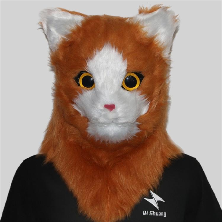 Maschera da Gatto Realistica con Bocca Mobile Maschera Animale con Testa Mobile Costume Cosplay