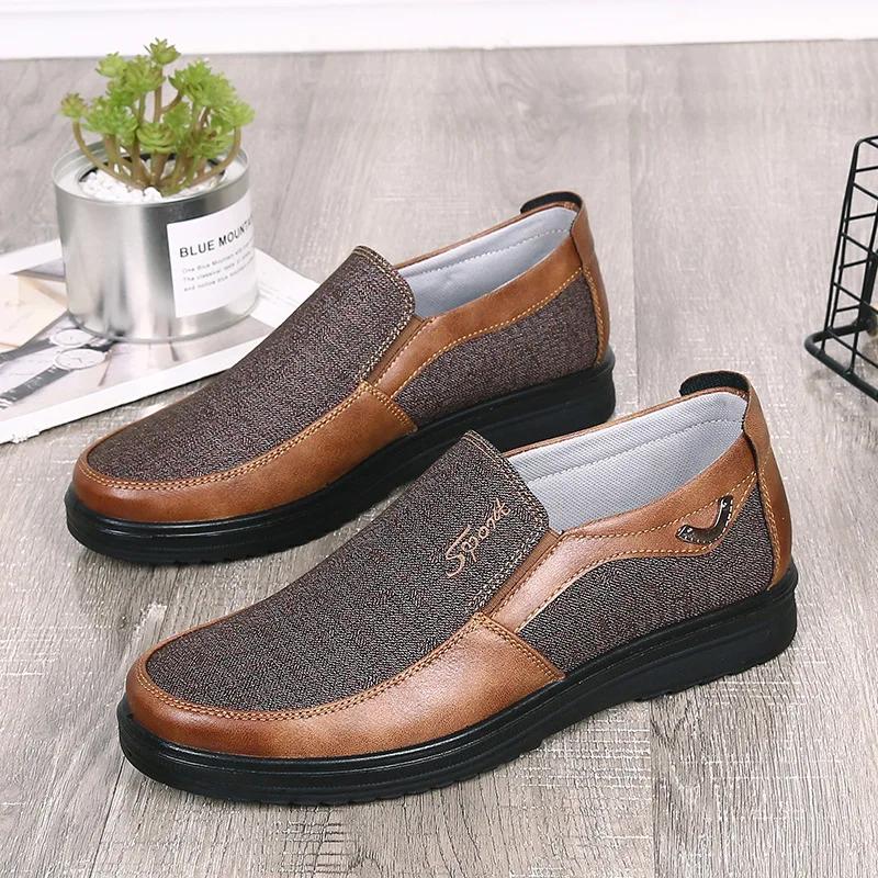 Size 50 Men Breathable Shoes Fashion Light Old Beijing Cloth Men's Slip on Flat Canvas Shoes Work Zapatillas Hombre
