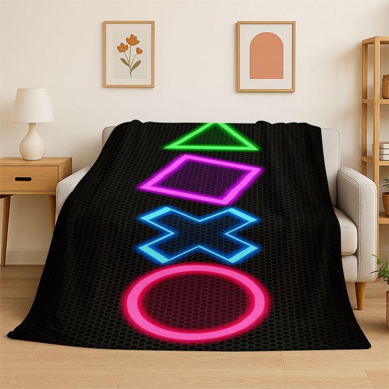Retro Game Zone Logo Controller Soft Flannel Throw Blanket,Cozy Blanket for Bed,Couch,Sofa,Bedroom,Living Room,Travel,Picnic