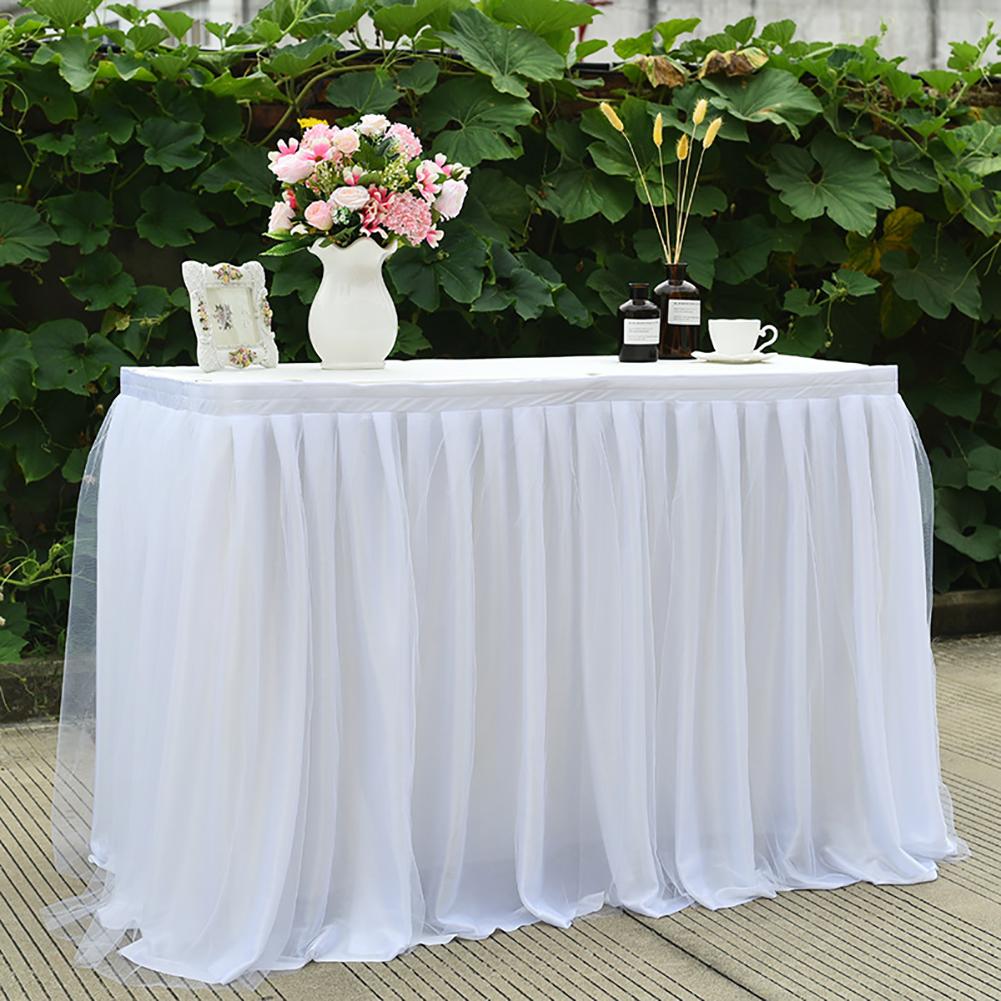 Wedding Table Skirt Tulle Ruffle Decor Birthday Party Dessert Table Cloth Banquet Meeting Table Cover Decoration