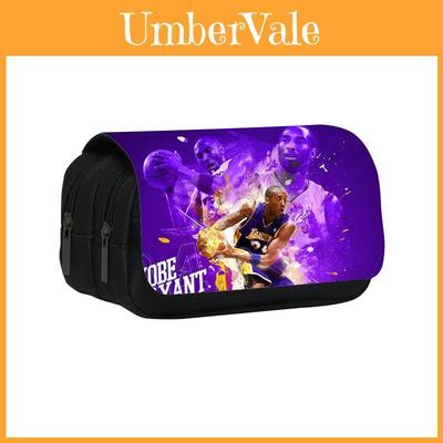 Kobe Bryant Double Layer Pencil Case With Nylon Material For Students And Nba Fans