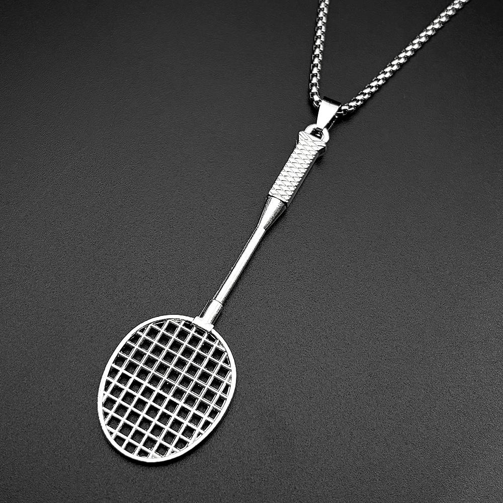 Hiphop Badminton Racket Chain For Women Men Stainless Steel Silver Color Sports Simple Fashion Male Man Necklaces Jewelry Gifts