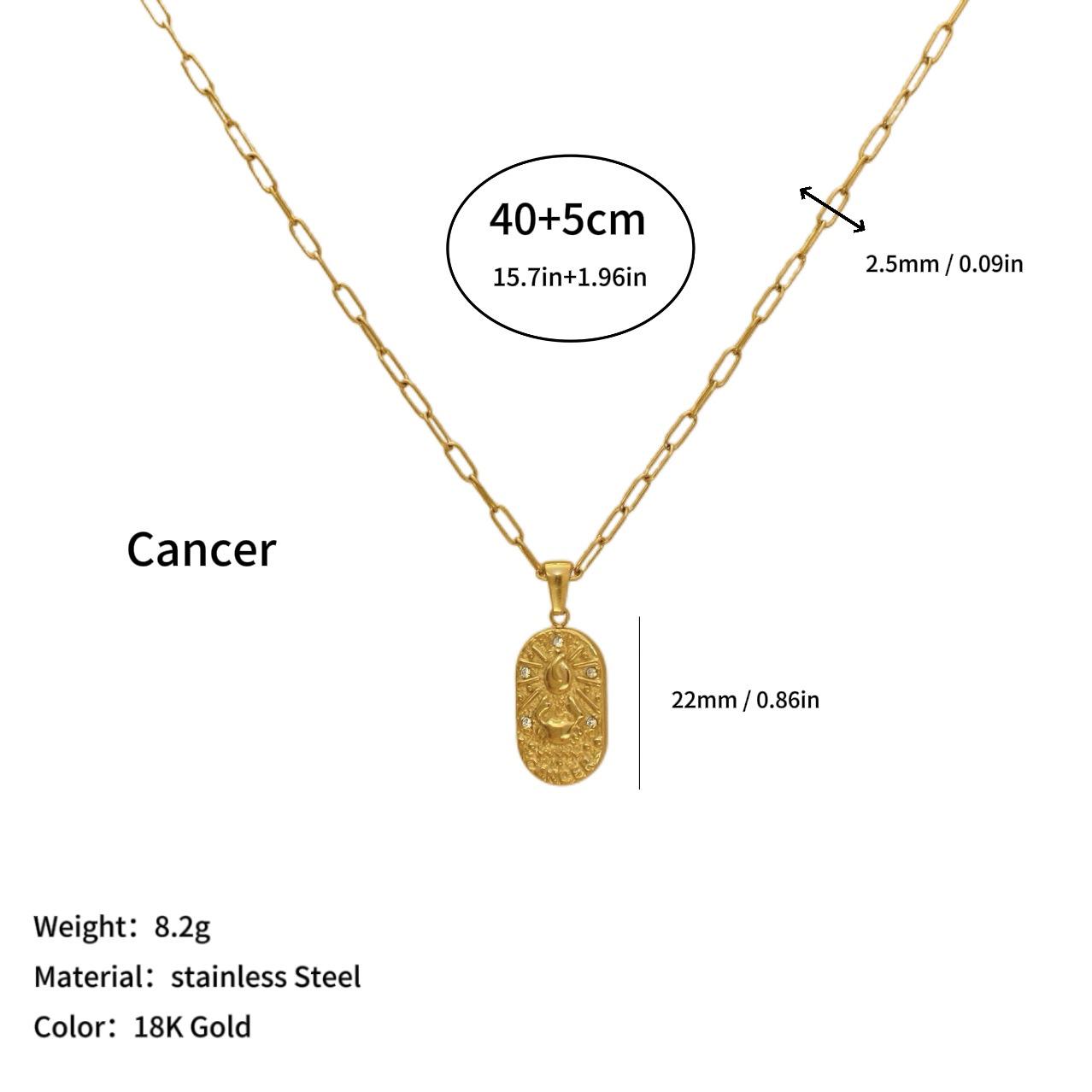 18K Gold-Plated Zodiac Pendant Necklace with Zircon