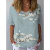 Women's Trendy T-Shirts Flower Graphics Fashion Short Sleeved V-Neck Regular Tops Daily Prints Summer Y2K Casual Tops